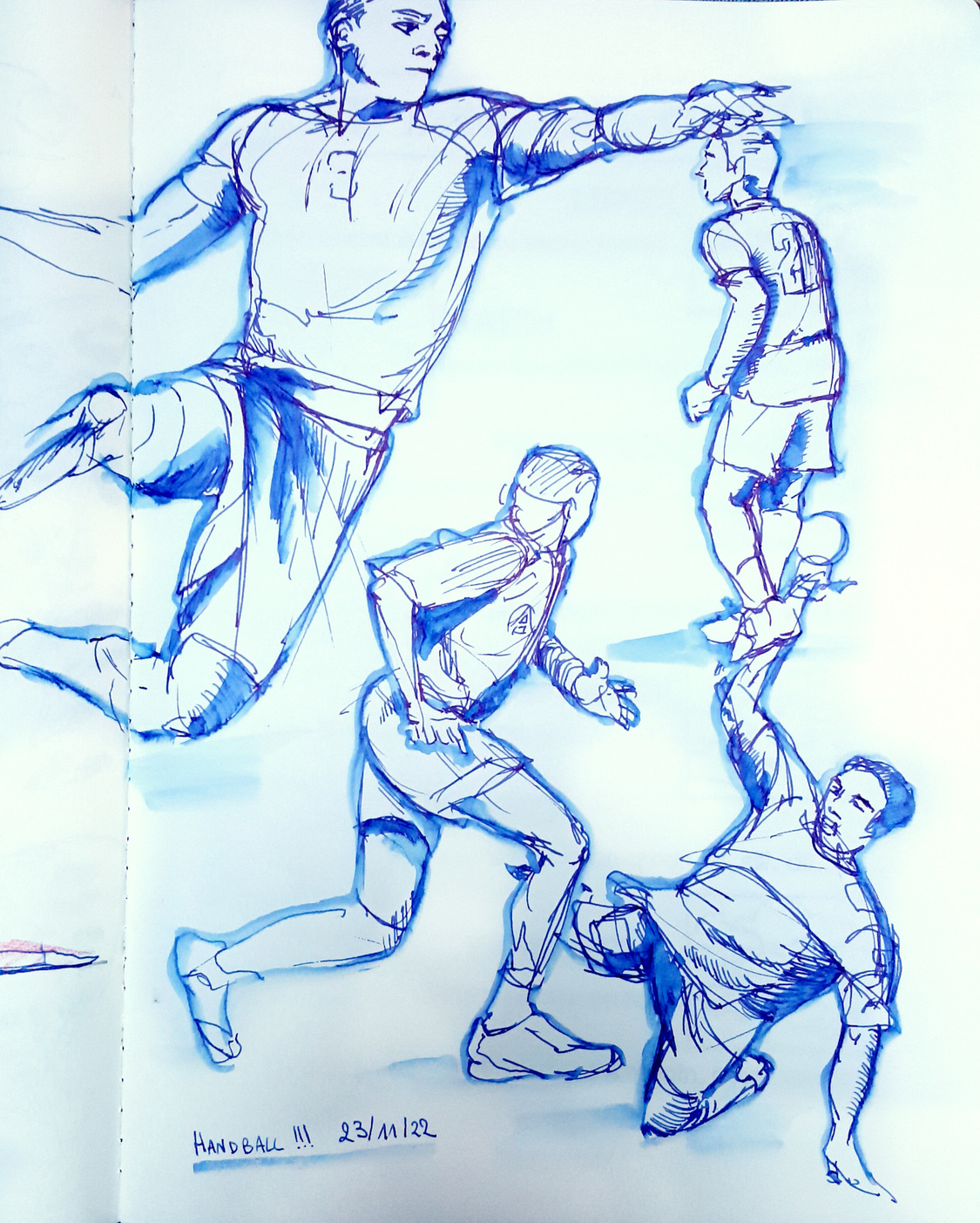 Handballeurs à l'encre