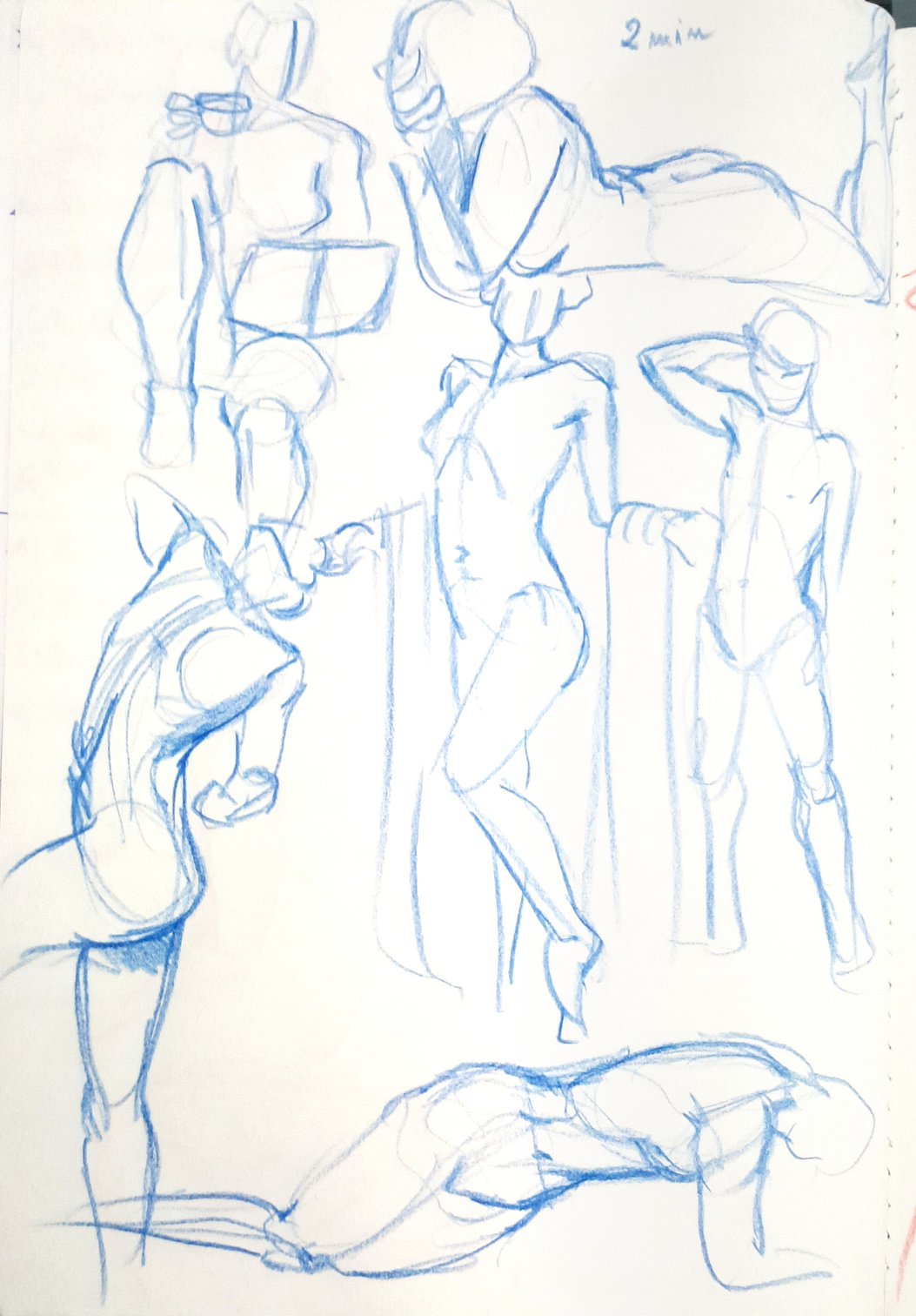 plusieurs croquis de modèle vivant